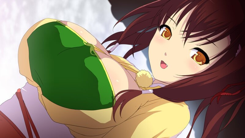 Anime Girl Holding Green Object — Brown