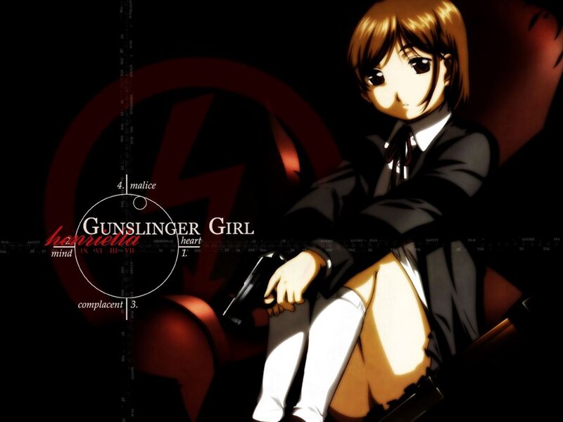 Anime Girl Holding Gun — Black, Dramatic, Night