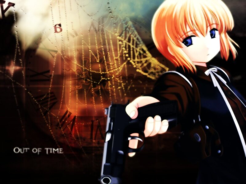 Anime Girl Holding Gun — Orange