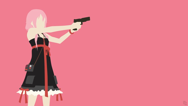 Anime Girl Holding Gun — Pink, Dramatic