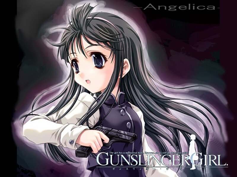 Anime Girl Holding Gun — Purple, Dramatic, Long Hair, White Jacket