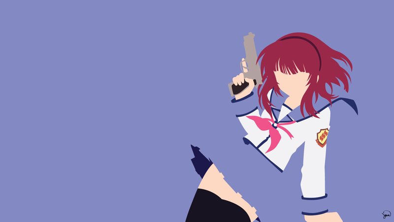 Anime Girl Holding Gun — Purple, Dramatic, Minimalist