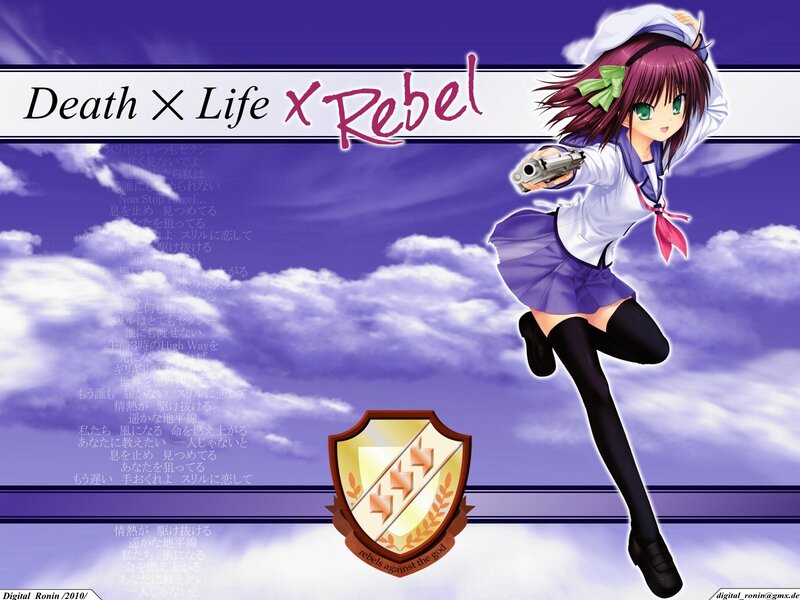 Anime Girl Holding Gun — Purple, Dramatic, Shield