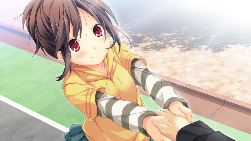 Anime girl holding hand