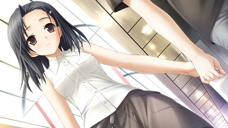 anime girl holding hand