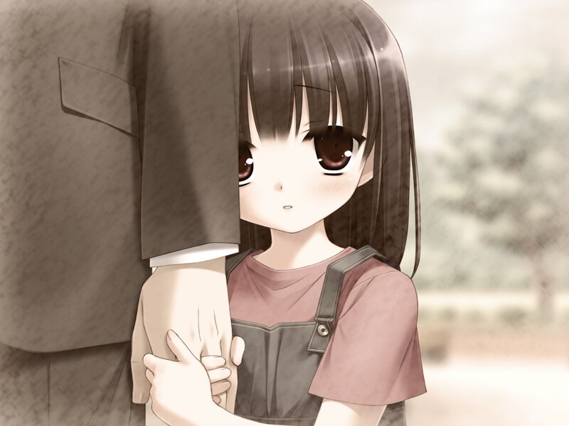 anime girl holding hand