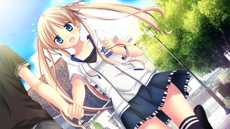 anime girl holding hand