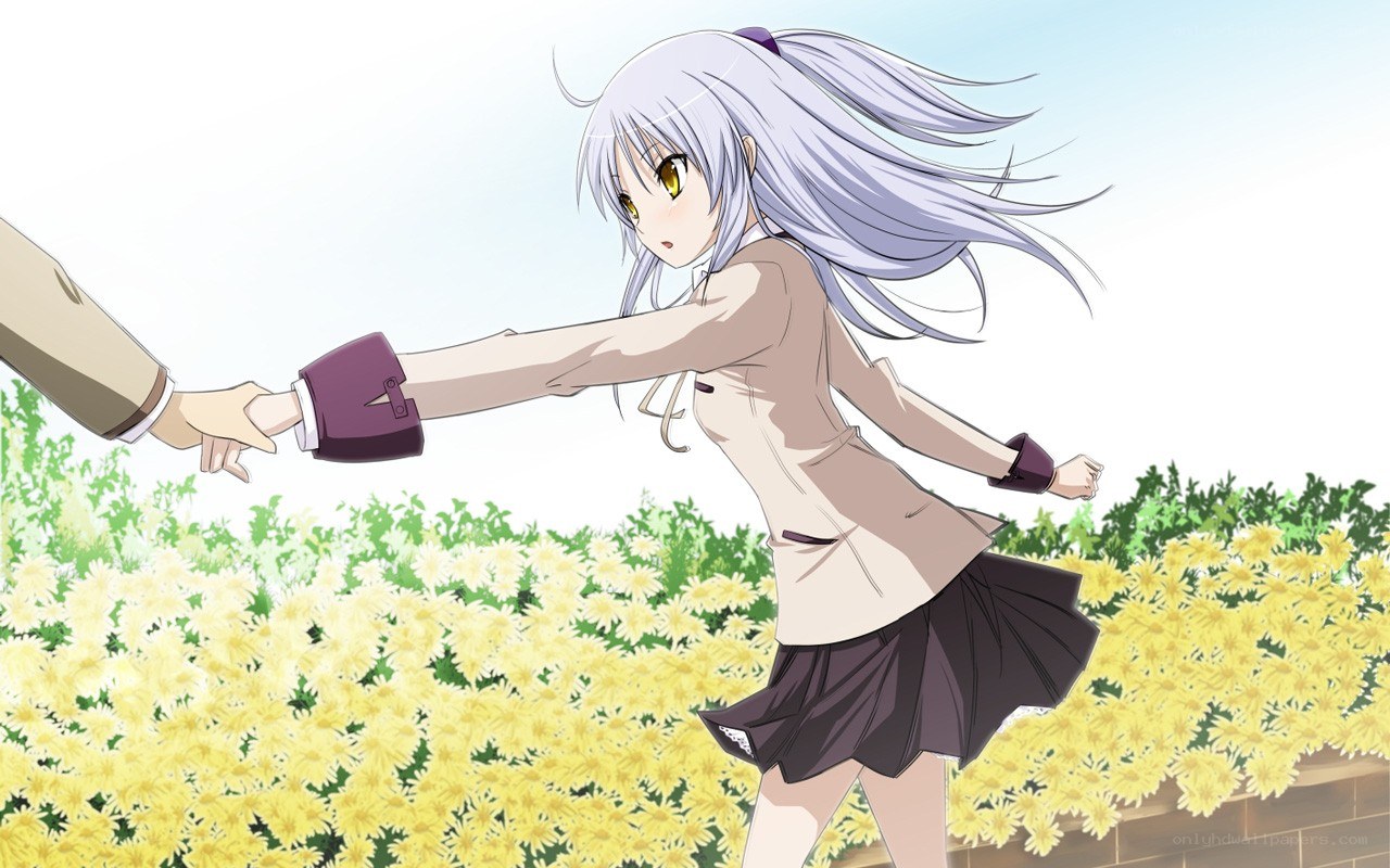 anime girl holding hand