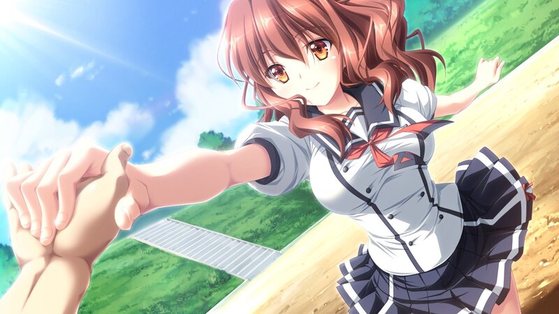 anime girl holding hand