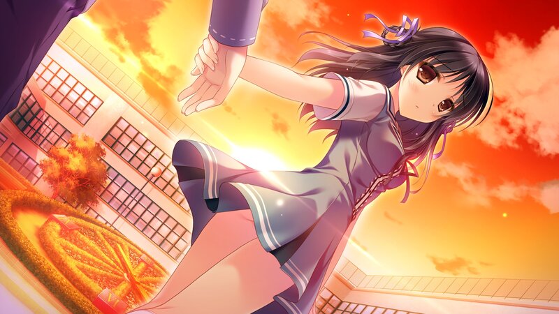 Anime Girl Holding Hand — Orange