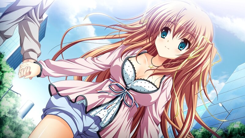 Anime Girl Holding Hand — Pink, Cheerful