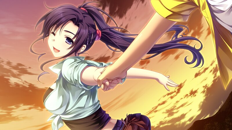 Anime Girl Holding Hand — Purple, Dramatic