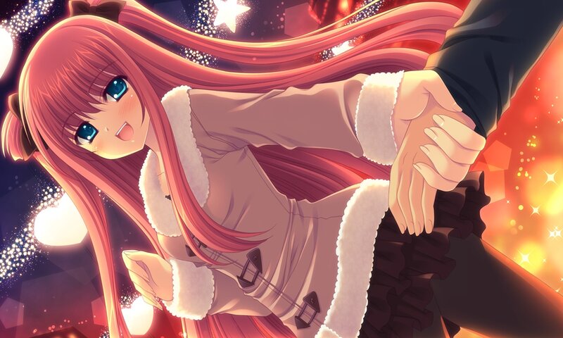 Anime Girl Holding Hand — Red