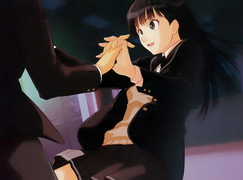 anime girl holding hands