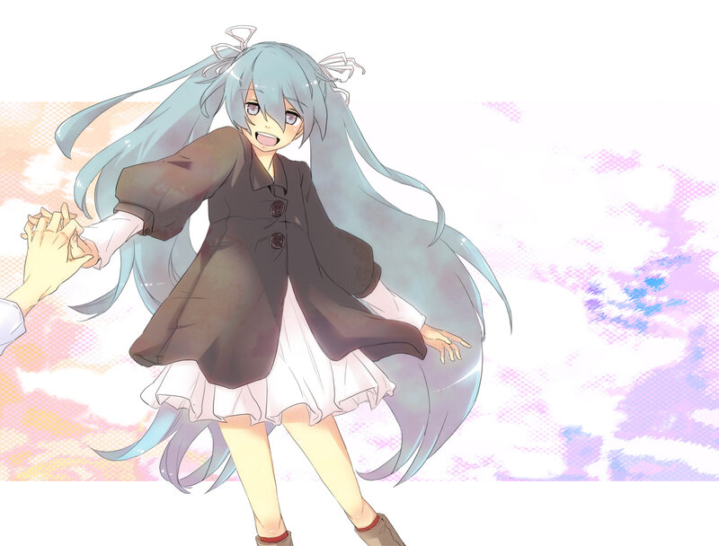 anime girl holding hands