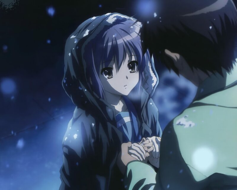 Anime Girl Holding Hands — Blue, Dramatic