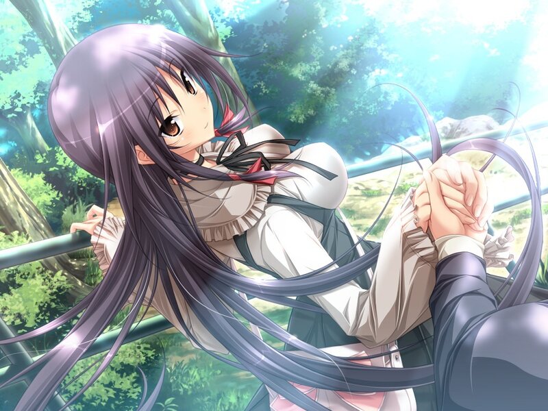 Anime Girl Holding Hands — Purple