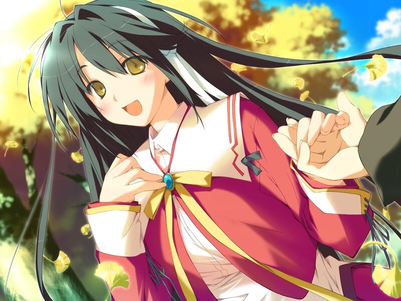 Anime Girl Holding Hands — Red
