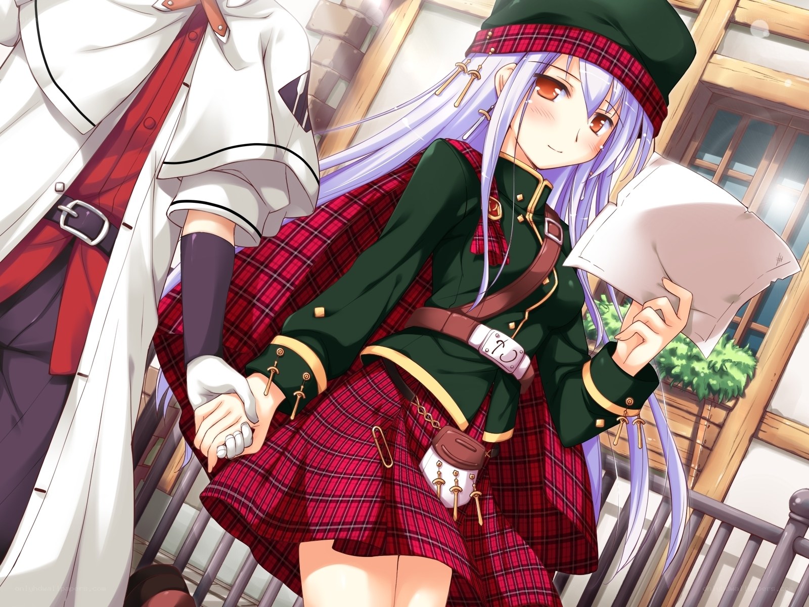 anime girl holding hands