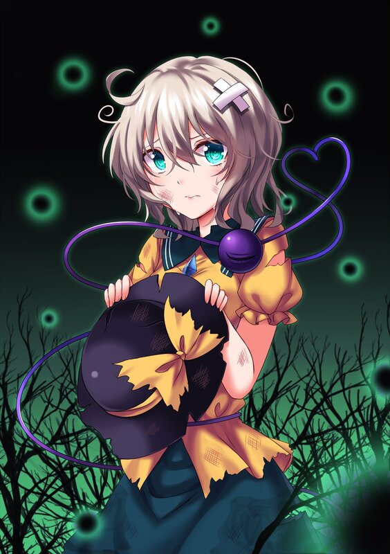 Anime Girl Holding Hat — Black