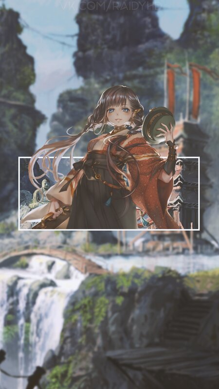 Anime Girl Holding Hat — Brown
