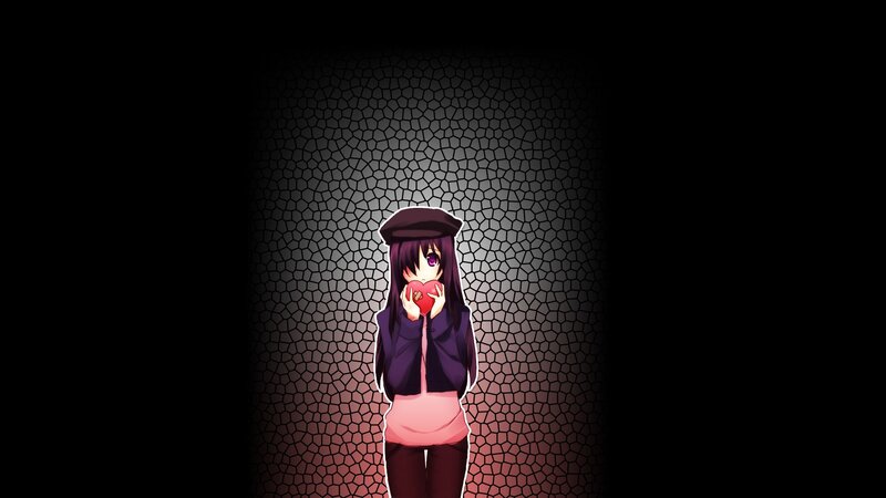 anime girl holding heart