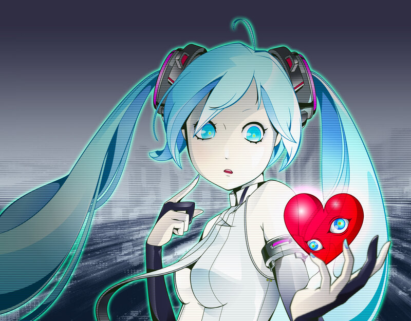 Anime Girl Holding Heart — Blue