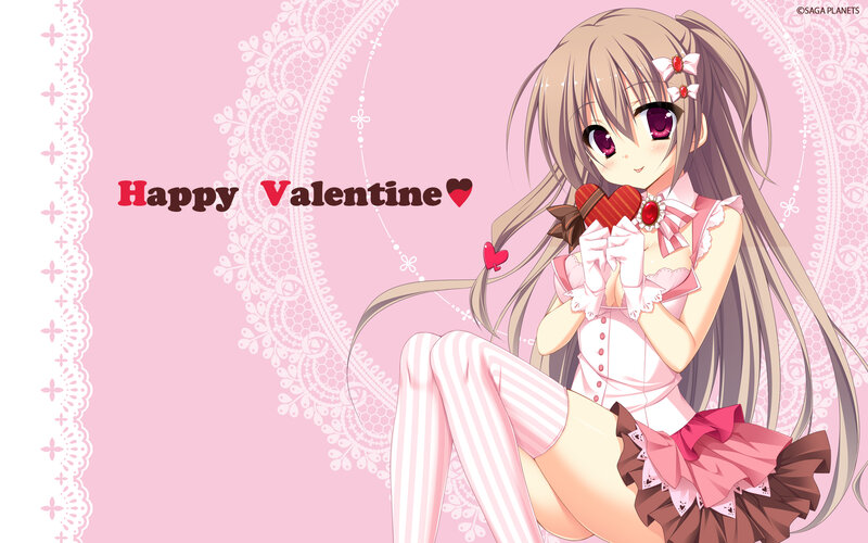 Anime Girl Holding Heart — Pink, Sweet, Lace
