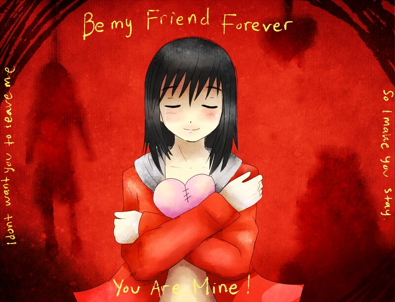 Anime Girl Holding Heart — Red, Sentimental