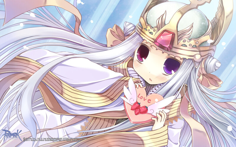 Anime Girl Holding Heart — White