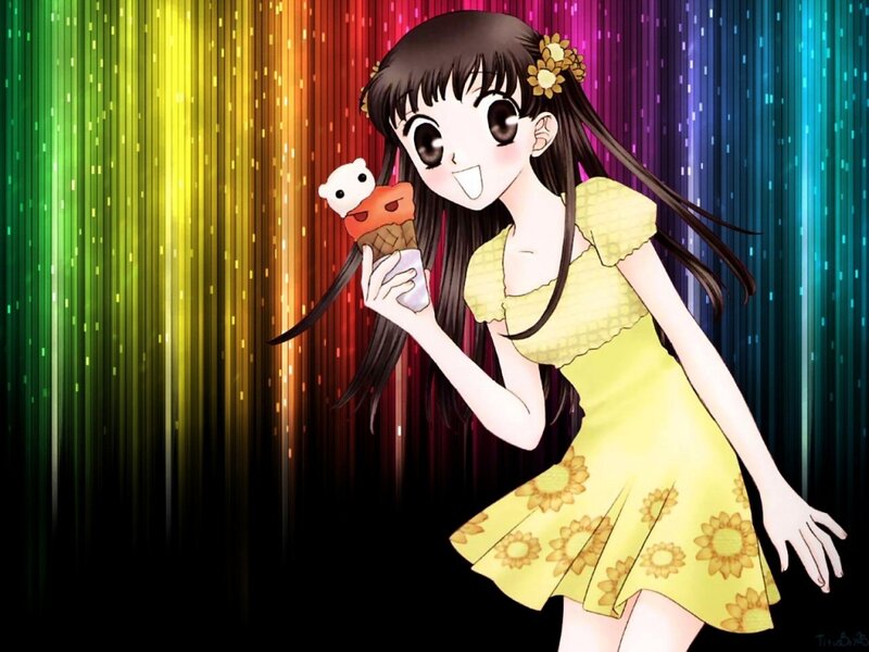 Anime Girl Holding Ice Cream — Yellow
