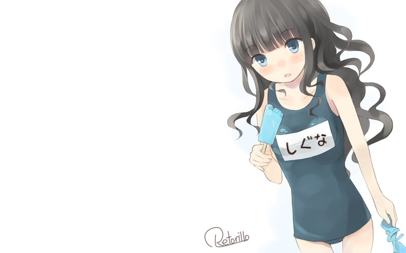Anime Girl Holding Ice Pop