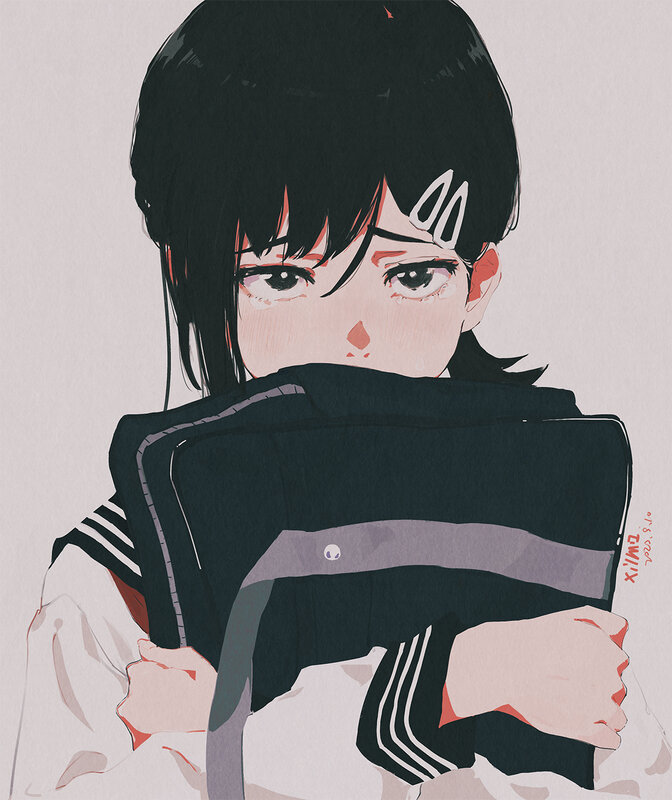 Anime Girl Holding Jacket