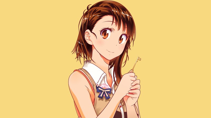 Anime Girl Holding Key — Yellow
