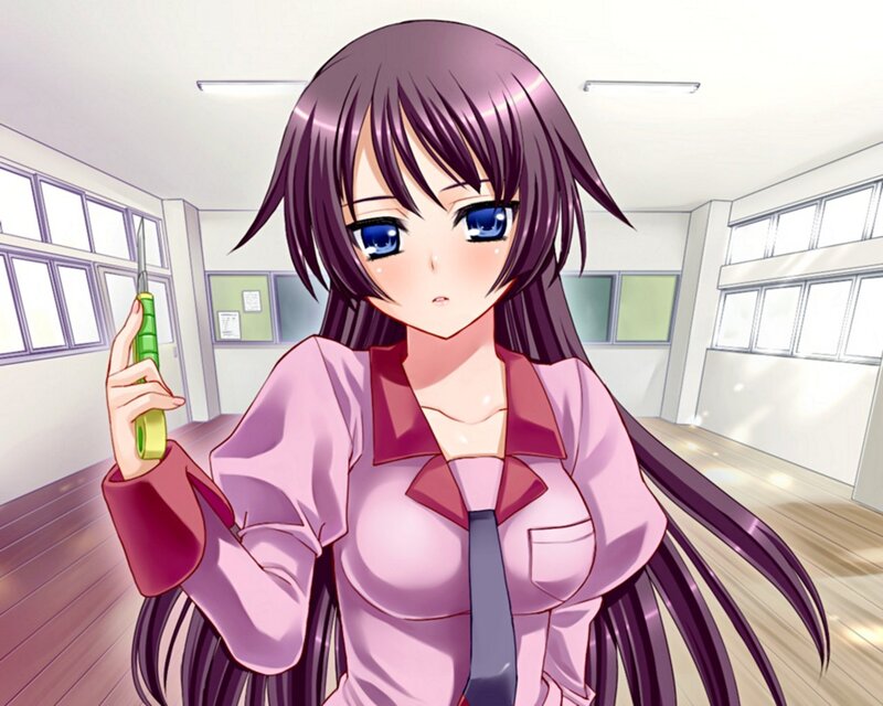 anime girl holding knife