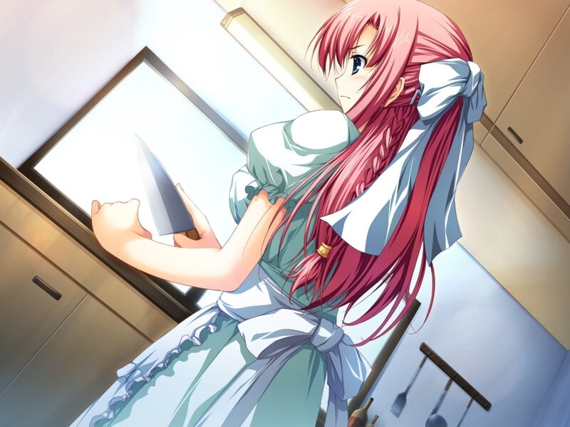 Anime girl holding knife