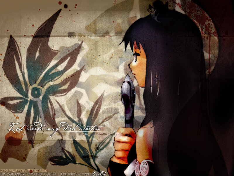 Anime Girl Holding Knife — Black, Dramatic