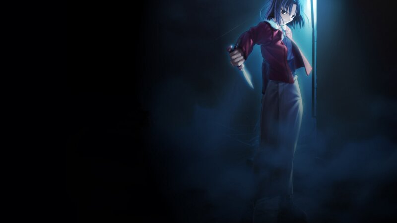 Anime Girl Holding Knife — Blue, Dramatic, Night