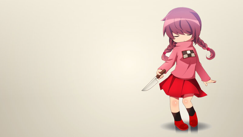 Anime Girl Holding Knife — Pink
