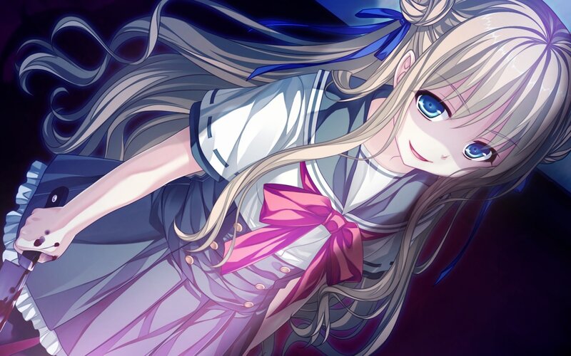 Anime Girl Holding Knife — Purple