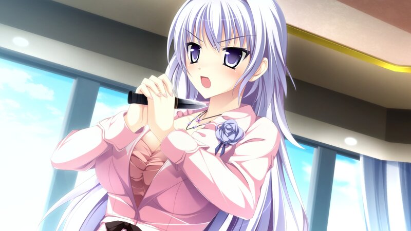 Anime Girl Holding Knife — White, Dramatic