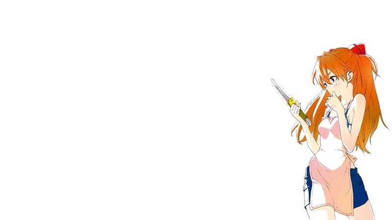 Anime Girl Holding Knife — White