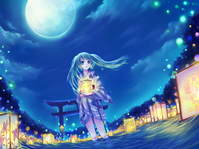 Anime Girl Holding Lantern
