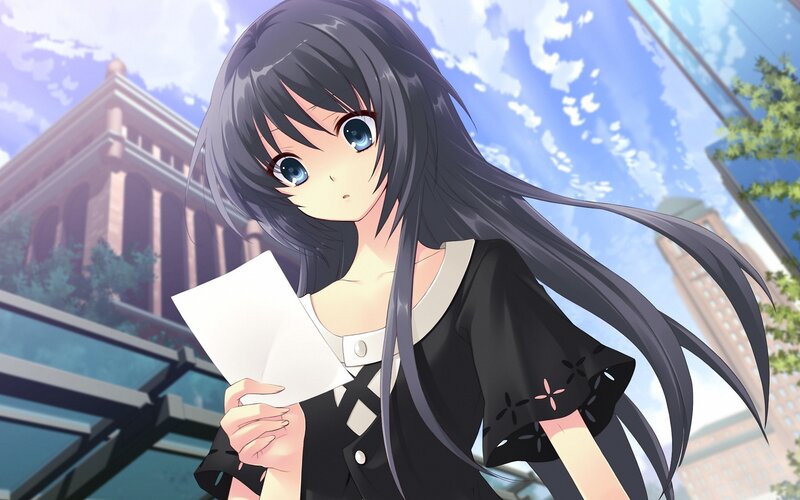 anime girl holding letter