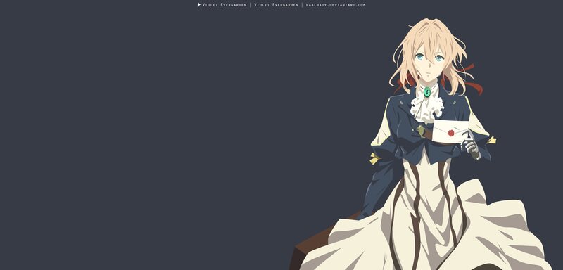 Anime Girl Holding Letter — Blue, Calm, Dress