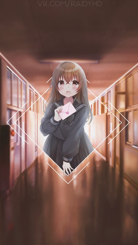 Anime Girl Holding Letter — Brown, Dramatic