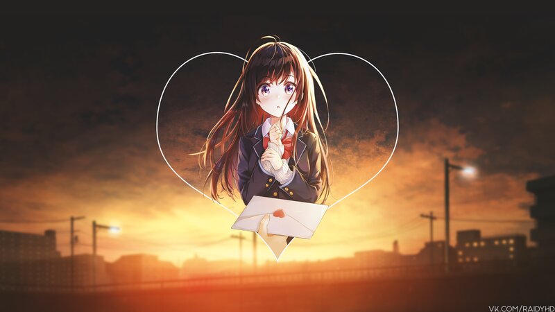 Anime Girl Holding Letter — Orange