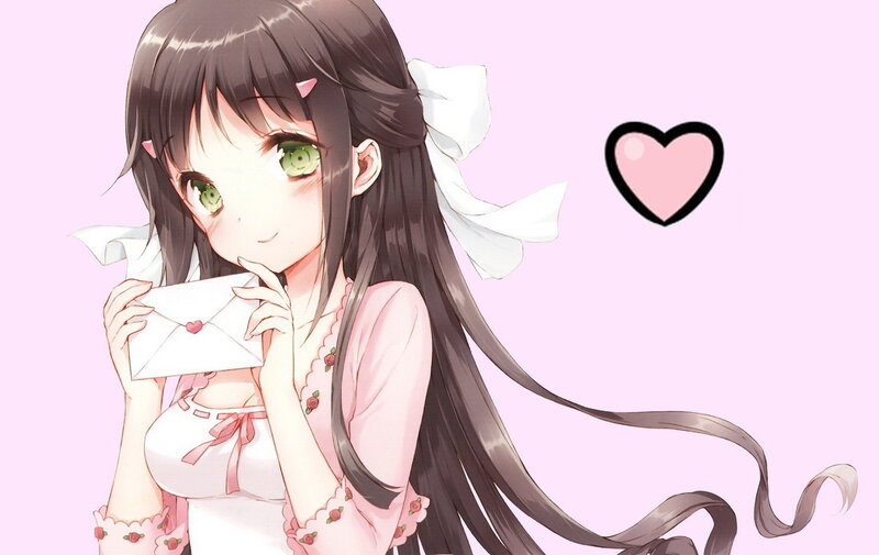 Anime Girl Holding Letter — Pink, Sweet