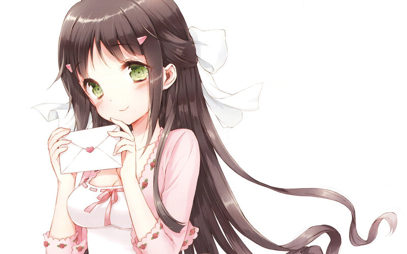 Anime Girl Holding Letter — Pink
