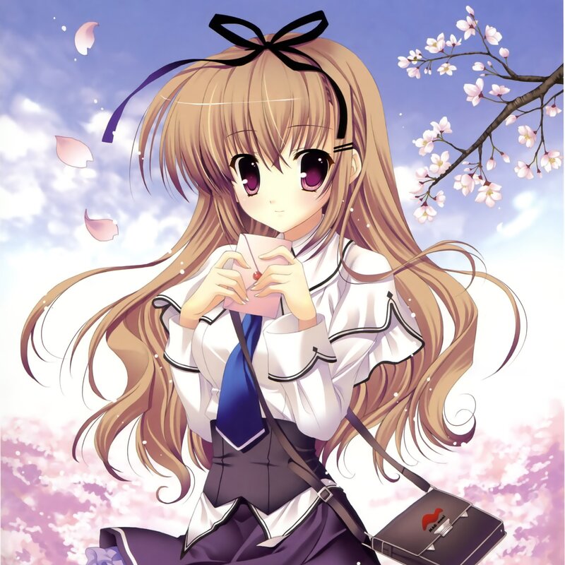 Anime Girl Holding Letter — Purple